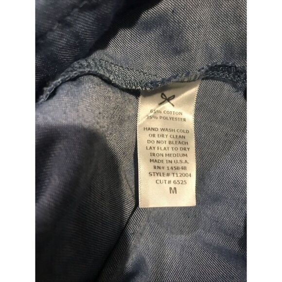 Everly Off The Shoulder Denim Top Floral Embroidered Print Drawstring Sz Medium - Picture 4 of 5